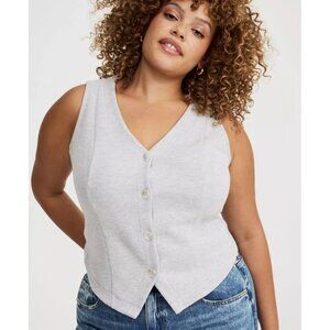 NWT Torrid 2 Heather Grey V-Neck Button Up Vest 2X 18 20